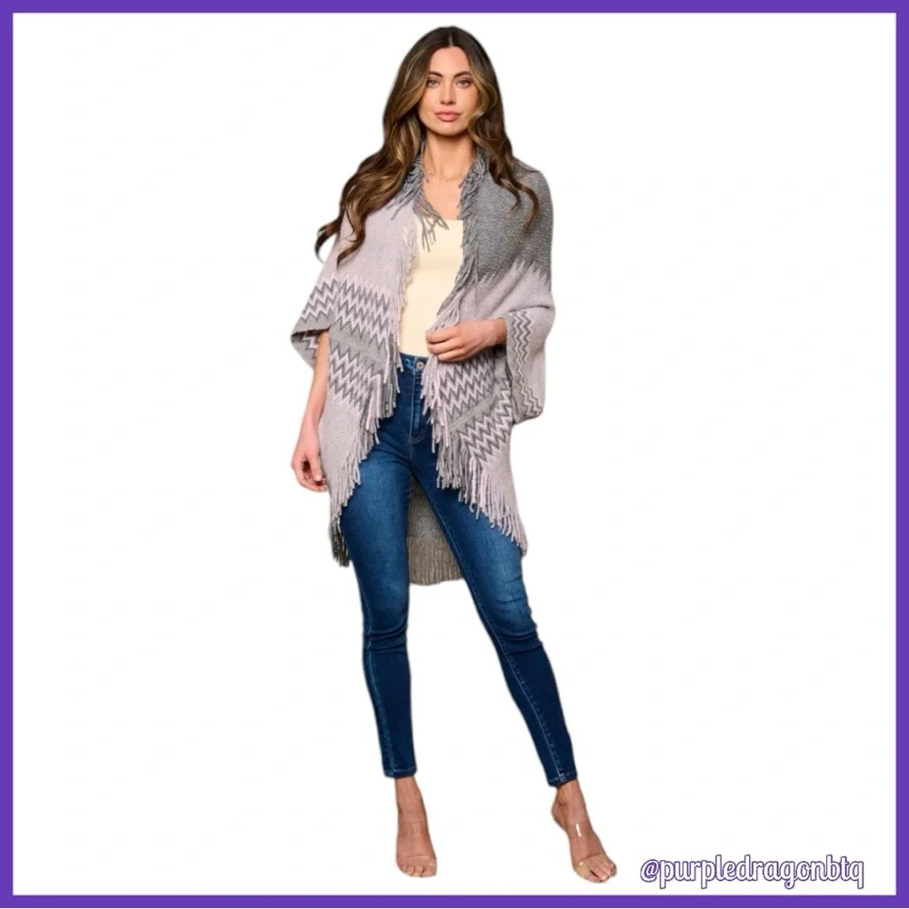 🐉 ZIG ZAG ZINNIA OVERSIZED OPEN FRONT SHRUG/PONCHO NWT
